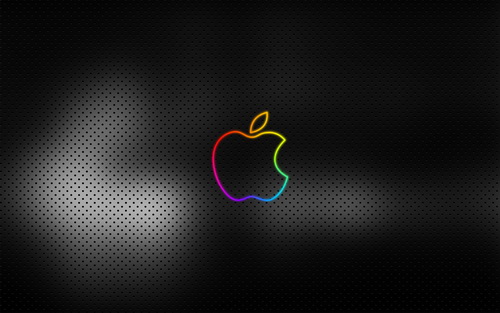 разноцветный apple на черном фоне