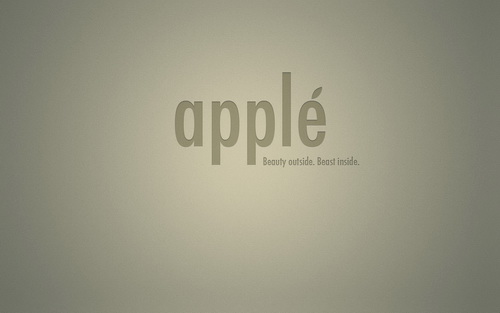 надпись apple на сером фоне