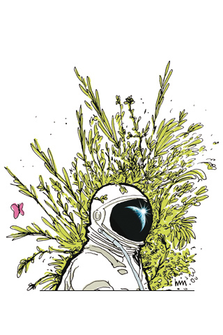 Обои для вашего iPhone - космонавт в деревьях