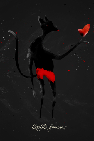 Обои для вашего iPhone - карикатурный кот с сердцем в руках