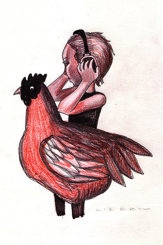 Обои для вашего iPhone - девочка с петухом