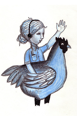 Обои для вашего iPhone - девочка с курицей