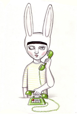 Обои для вашего iPhone - мальчик-заяц звонит по телефону