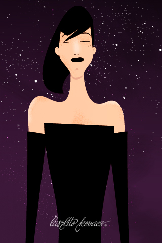 Обои для вашего iPhone - нарисованная девушка на звездном небе