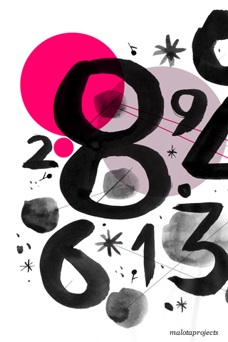 Обои для вашего iPhone - цифры акварелью